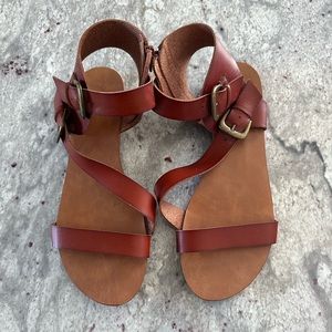 Cognac Strappy Buckle Sandals